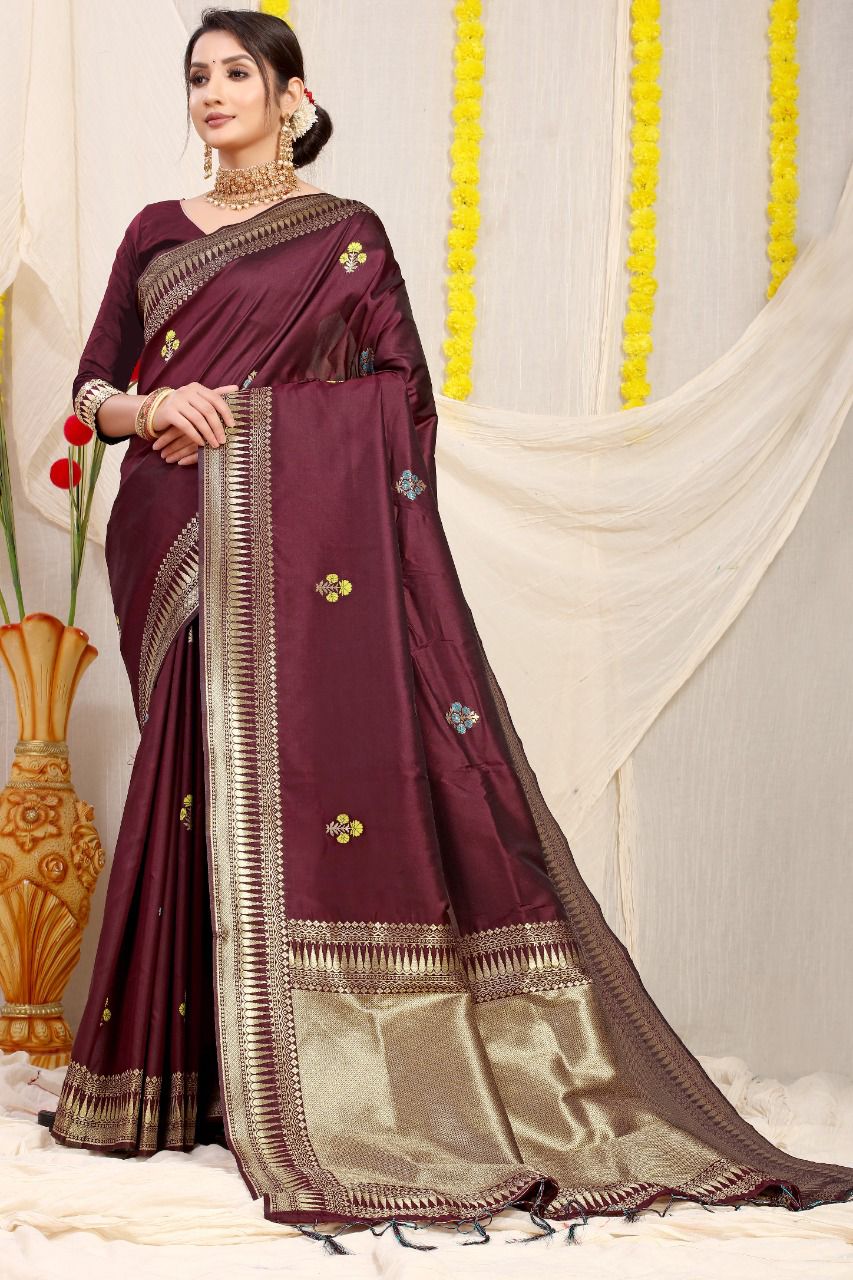 Taj Mahal Silk 4 Silk Gold Jari Party Wear Sarees Catalog